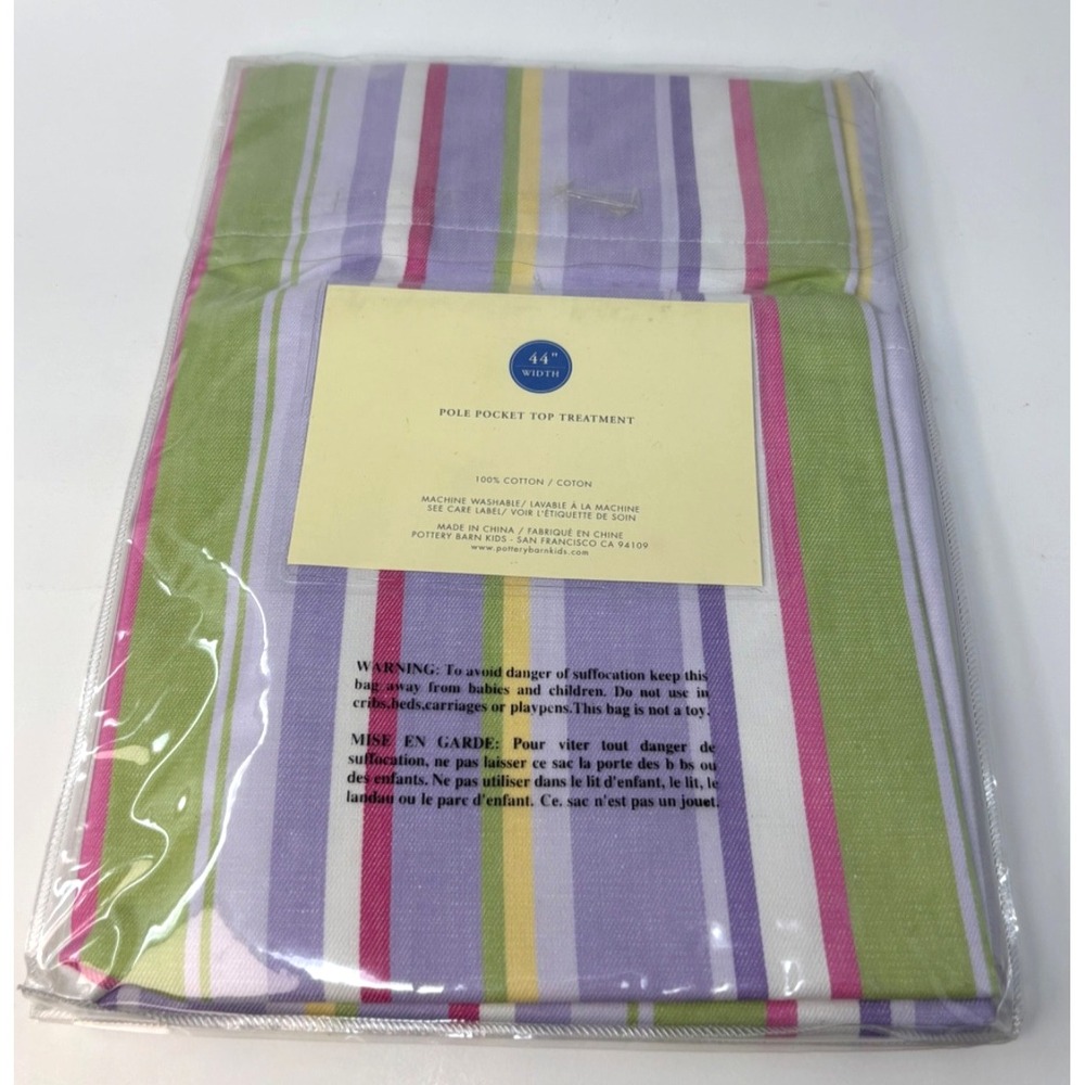 Pottery Barn Kids Bright Stripe Valance Pole Pocket Top Treatment 44X18 NEW‎ - Picture 2 of 4